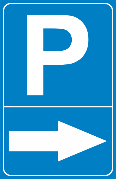 Parkplatzschild P Blau Pfeil Rechts